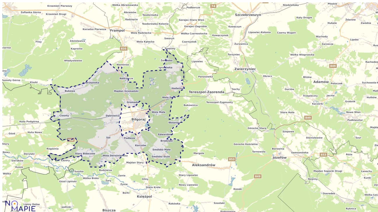 Mapa obszarów ochrony przyrody Biłgoraja
