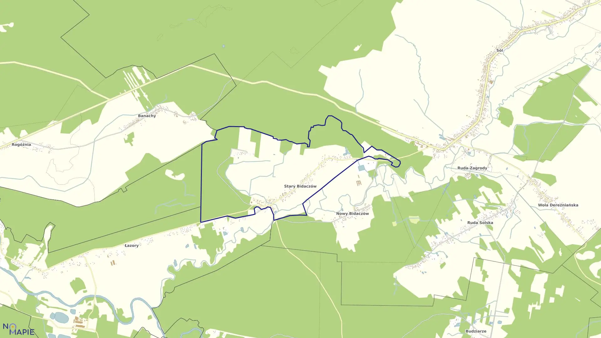 Mapa obrębu BIDACZÓW STARY w gminie Biłgoraj