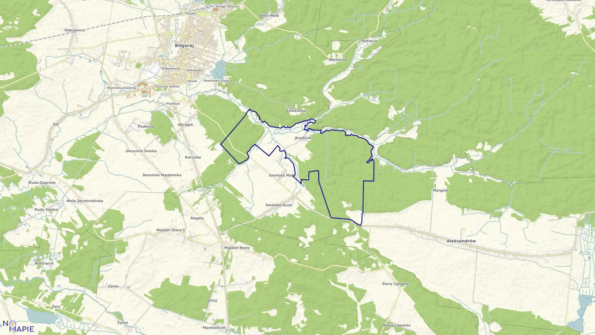 Mapa obrębu BRODZIAKI w gminie Biłgoraj