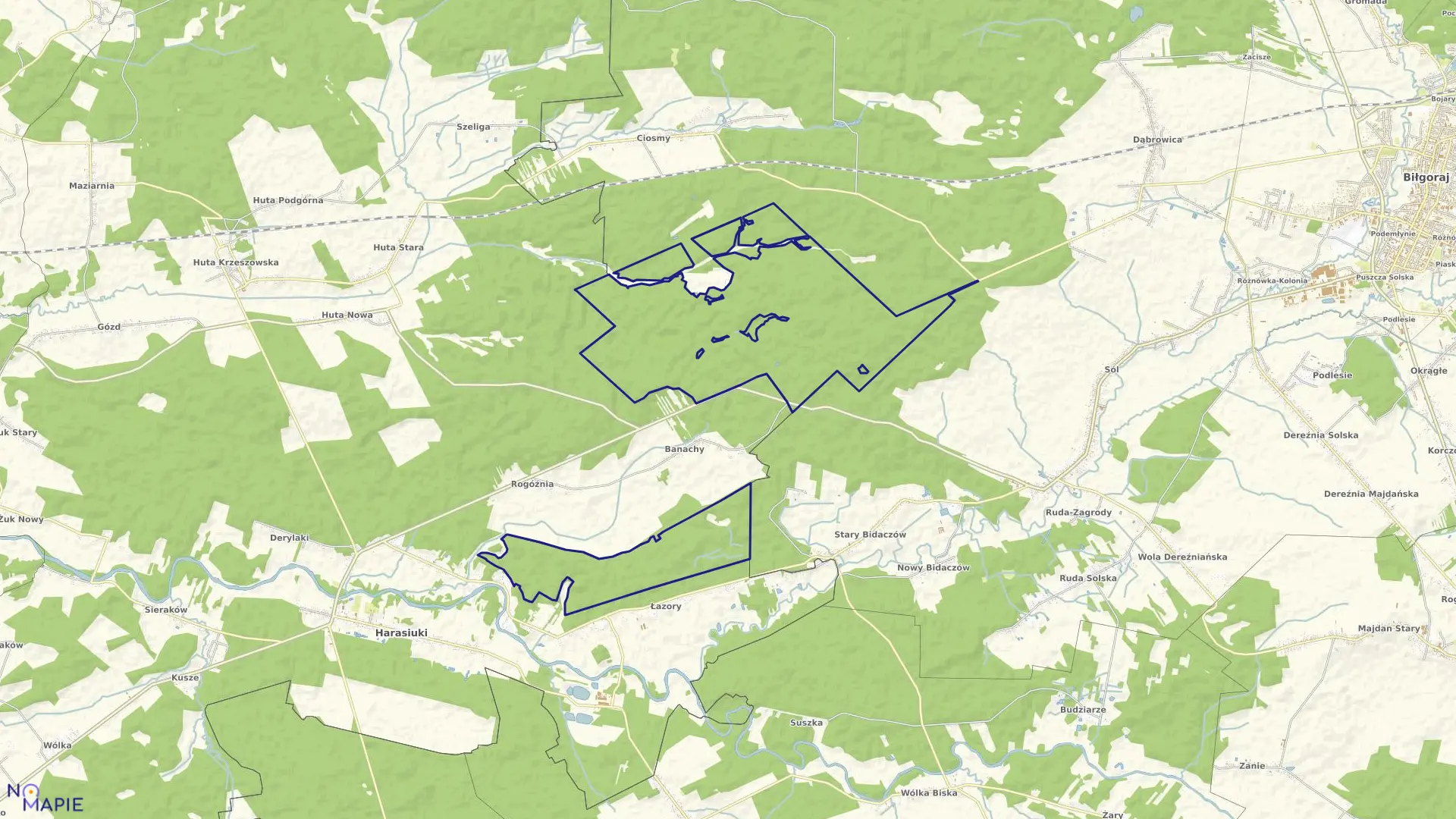 Mapa obrębu BUKOWINA LAS w gminie Biłgoraj