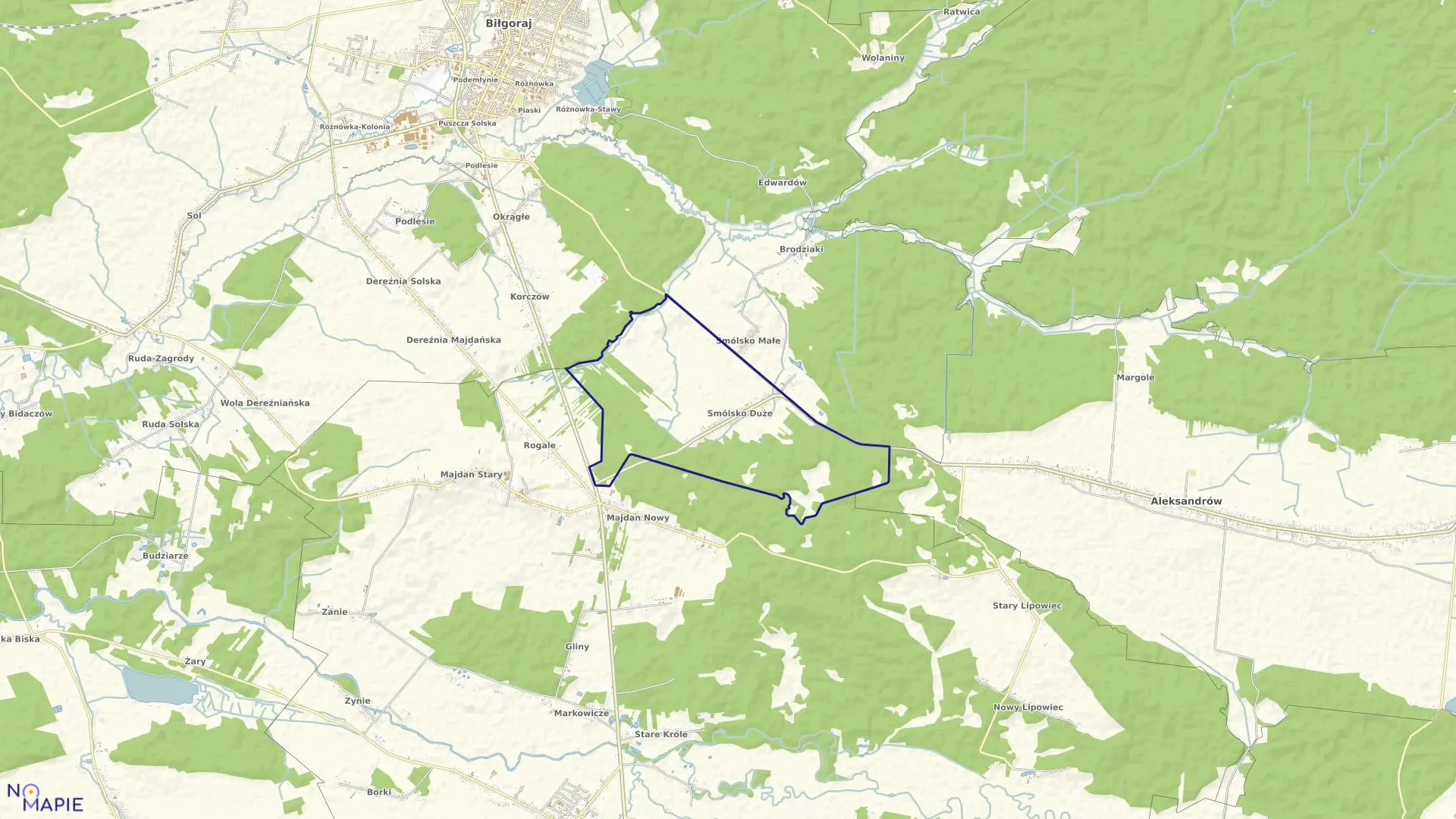 Mapa obrębu SMÓLSKO DUŻE w gminie Biłgoraj