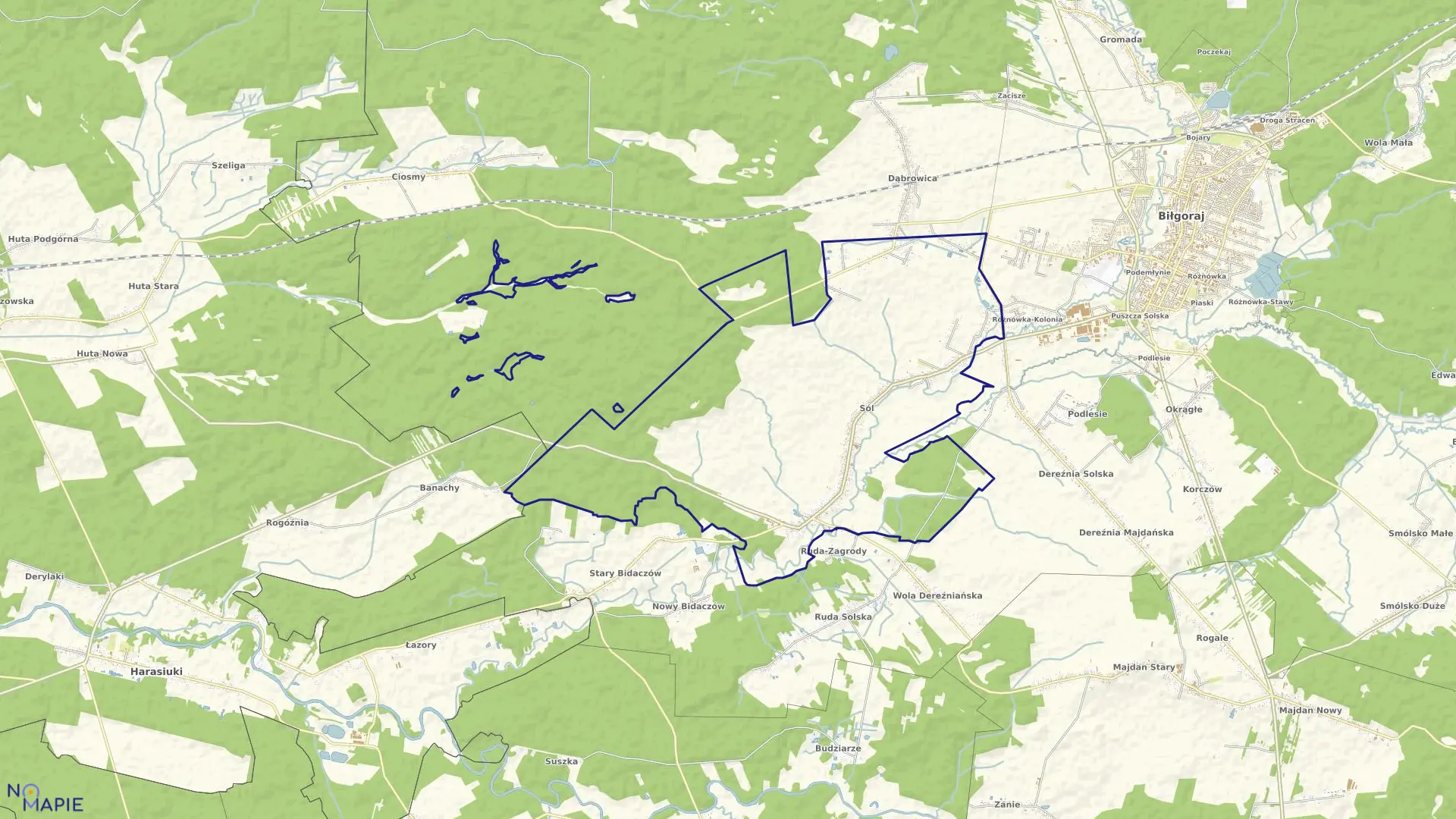 Mapa obrębu SÓL w gminie Biłgoraj